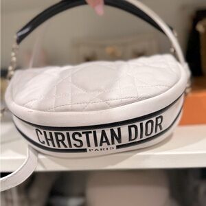 Christian Dior Vibe Hobo Cannage Quilt Lambskin Small White & Navy. *RARE*